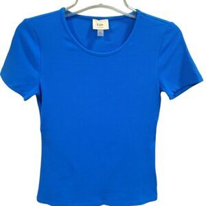 NWT Elie. TAHARI Blue Ribbed Short Sleeve Tshirt
